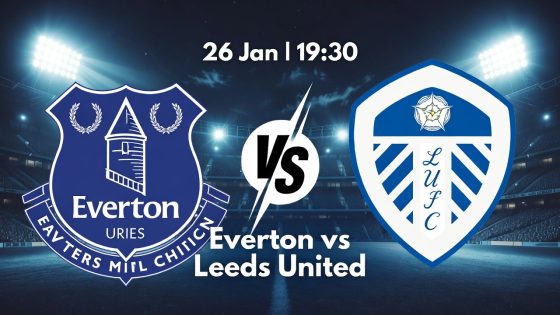 Everton vs Leeds United match prediction poster Premier League 26 January